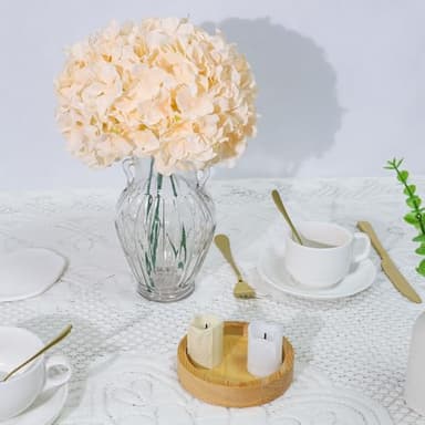 SITUMEIZI 540 Petals Silk Hydrangea Artificial Flowers Big Heads with Stems Fake Hydrangea Bouquets Faux for Home Wedding Party Spring Decor, Pack of 6(Champagne,VASE NOT Included) - Image 8
