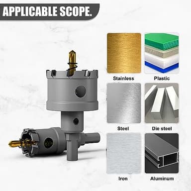 Premium Tungsten Carbide Tipped Hole Saw Drill Bit Set with 2 Titanium-Plated Pilot Bits - Heavy Duty Cutter for Metal, Steel, Iron, Wood, and Plastic(105mm丨4-9/64'') - Image 5