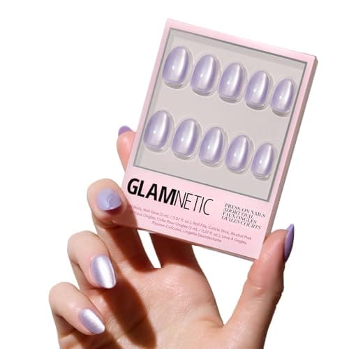 Glamnetic Press On Nails - Mermaid's Tail | Short Oval Purple Cat Eye Fake Nails with a Velvet Finish, Reusable Summer Nails | 15 Sizes - 30 Nail Kit with Glue - Image 1
