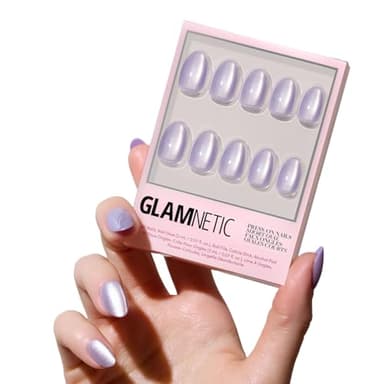 Glamnetic Press On Nails - Mermaid's Tail | Short Oval Purple Cat Eye Fake Nails with a Velvet Finish, Reusable Summer Nails | 15 Sizes - 30 Nail Kit with Glue - Image 1