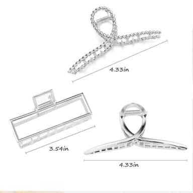 Mehayi 3 PCS Metal Large Hair Claw Clips for Thick Heavy Hair, Big Non-Slip Hair Catch Barrette Jaw Clamp, Strong Hold Claw Barrettes for Long Hair, Fashion Hair Styling Accessories for Women Girls - Image 2