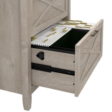 Bush Furniture Key West 2 Drawer Lateral File Cabinet in Washed Gray | Document Storage for Home Office | Accent Chest with Drawers - Image 4