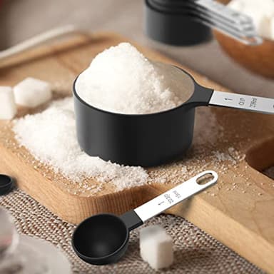 TILUCK Measuring Cups & Spoons Set, Stackable Cups and Spoons, Nesting Measure Cups with Stainless Steel Handle, Kitchen Gadgets for Cooking & Baking (Black) - Image 6