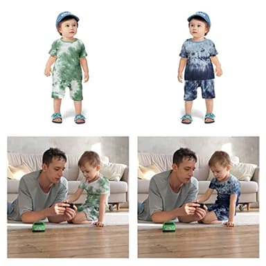 Toddler Baby Boy Summer Outfits Clothes Tie Dye Shirt and Short Set for Boys 4-Piece 2T - Image 2