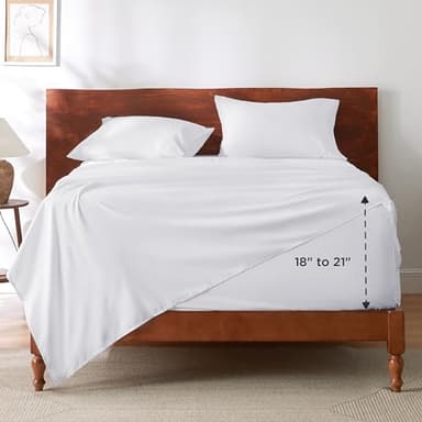 Bedsure Deep Pocket Queen Sheets Set - Fits Mattresses Up to 21 Inches Thick - 4 Piece GentleSoft Bed Sheets, Moisture Wicking, Soft & Cooling Bedsheet & Pillowcases, Easy & Secure Fit, White - Image 8