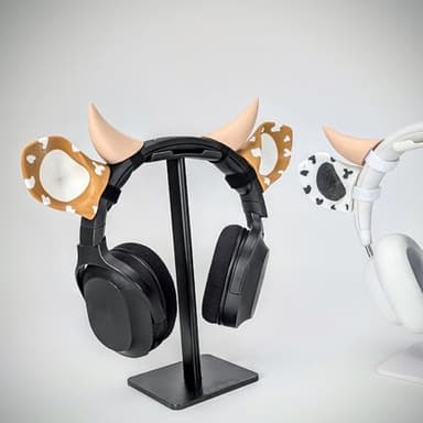 BeamTeam3D Cow Ears and Horns for Headphones, Cute & Fun Decorative Add-Ons for Gaming Headsets, Kids’ School Headphones, Compatible with Most Headphones (Brown/White/White) - Image 4