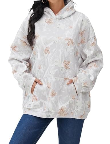 Dsewpaur Camo Fleece Hoodie For Men Women Long Sleeve Drop Shoulder Oversized Hooded Sweatshirt Pullover With Pocket - Image 1