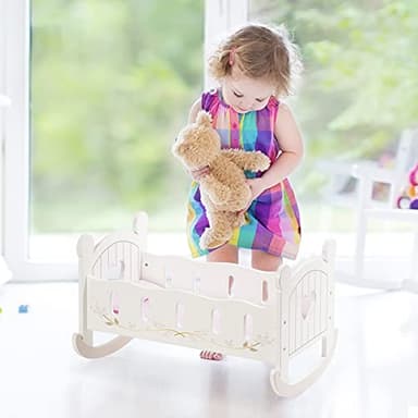 ROBUD Wooden Baby Doll Crib, Baby Doll Bed Toys, Fits Up to 18 Inch Doll Accessories - Image 7