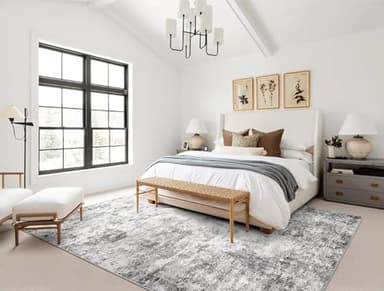 UERMEI 10x12 Area Rug Living Room Rugs - Washable Neutral Modern Abstract Soft Thin Large Rug Indoor Floor No Slip Rug Carpet for Bedroom Under Dining Table Home Office Decor - Grey - Image 4