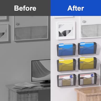 samstar 6 Pack Mesh Wall Mounted File Holder Metal Wall File Pocket Mail Organizer for Office/Home(with Label Panel) - Image 7