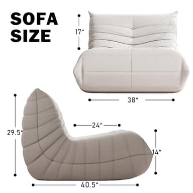 Bean Bag Chair for Adults, Oversized Fireside Chair Comfy Lazy Floor Sofa, Single Seat Sofa Couch Memory Foam Bean Bag Chair for Living Room, Bedroom Apartment Office (Beige) - Image 2