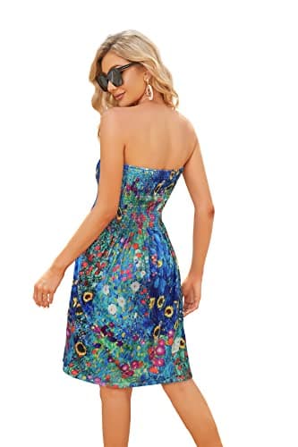 Sundresses for Women Casual Beach Summer Strapless Coverups Tube Tops Off The Shouder Dresses (Colorful Floral,XL) - Image 5