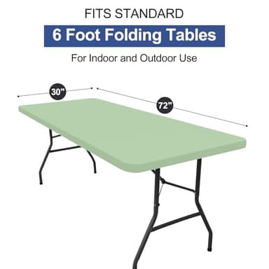 homing 2 Pack Rectangle Table Cloth, Elastic Fitted Fabric Tablecloth Fits for 6 Foot Folding Tables, Washable Table Cover for Picnic, Camping, Indoor & Outdoor (Green, 30" x 72") - Image 7