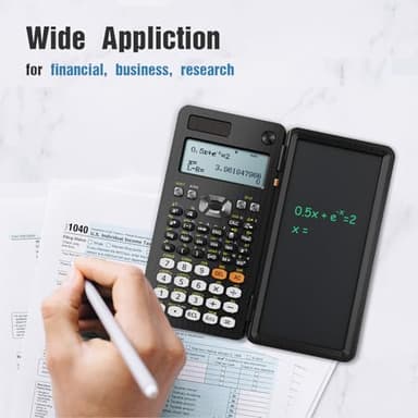 Scientific Calculators for Students 991ES Office Calculators Desktop, ROATEE 4-Line Display Calculator with Erasable LCD Writing Tablet, Solar Battery Power with Notepad Calculator for School - Image 6