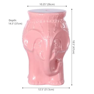 JONATHAN Y TBL1026C Orla 18.5" Modern Bohemian Elephant Ceramic Indoor/Outdoor Garden Stool Modern, Bohemian, Mid-Century, Classic, Traditional, Cottage, Patio, Garden, Bathroom, Living Room, Pink - Image 3