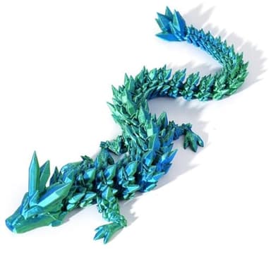3pcs 12in 3D Printed Crystal Dragon,3D Printed Flexible Articulated Dragon,Home Office Decor Executive Desk Toys, Fidget Toys for Autism/ADHD (Rainbow Red Gold Green) - Image 4