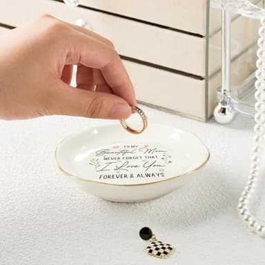 WANDER PRINTS Mothers Day Gifts For Mother - Ceramic Ring Dish Jewelry Tray for Mom - Never Forget That I Love You - Valentines Day Christmas Birthday Gifts for Mom from Daughter Son - Image 8