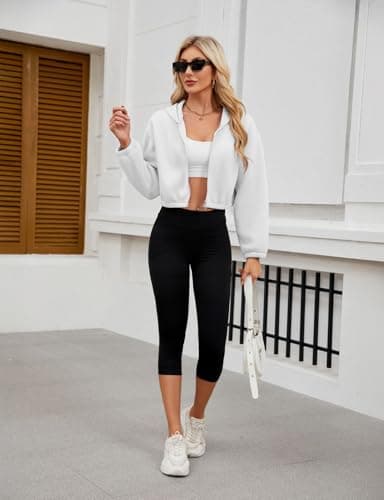 Blisset Women's High Waisted Capris with Pockets, Tummy Control Non See Through Workout Athletic Running Yoga Capri Leggings - Image 3