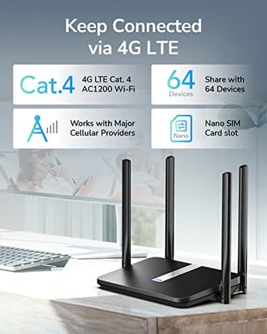 Cudy AC1200 Dual Band Unlocked 4G LTE Modem Router with SIM Card Slot, 1200Mbps Mesh WiFi, 5dBi High Gain Antennas, DDNS, VPN, Cloudflare, LT500 - Image 9