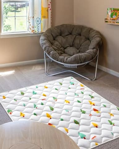 Odorless Premium Foam Baby Play Mat 50" x 50", Soft Microfiber Fabric Crawling Mat for Floor- Comfortable and Hypoallergenic, Non-Slip Cushioned Floor Playpen mat for Infants,Babies,Toddlers - Image 6