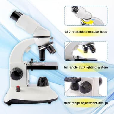 MicroMarvels Compound Binocular Microscope for Kids Adults Students,40X-2000X,Microscope Kits for Home Eduaction,Learning Kits(White/Black) - Image 4