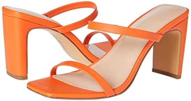 The Drop Women's Avery Square Toe Two Strap High Heeled Sandal, Fire Orange, 9 - Image 6