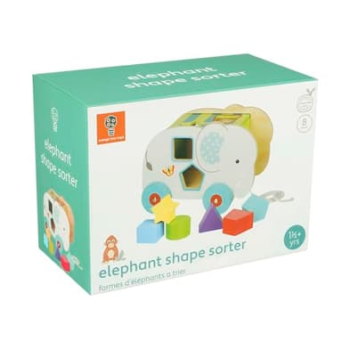 Orange Tree Toys: Shape Sorter: Jungle Elephant - Wooden Wheeled Animal Sorter, 6 Shape Blocks, Push-Pull-Sort, Educational Toy, Toddler & Kids Age 1+ - Image 2