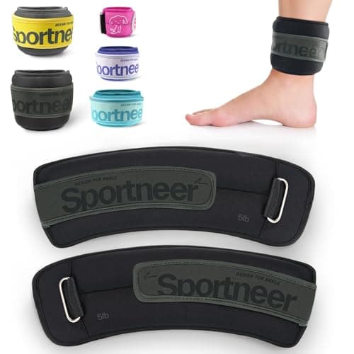 Sportneer Ankle Weights 0.5/1/2/3/5 LBS 1 Pair Wrist Leg Arm Weights for Women Men Kids Child with Adjustable Straps, Strength Weighted for Jogging Running Walking Fitness Gym Workout (Black, 5 lbs x 2) - Image 1