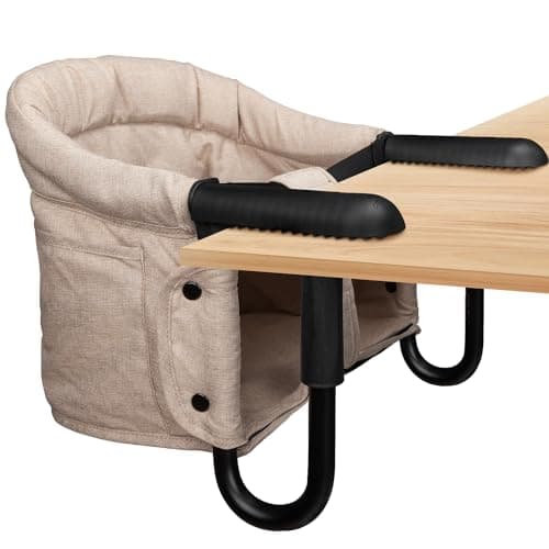Hook On High Chair - Portable & Foldable for Babies 6-36 Months, Family & Travel Use with Carry Bag(Khaki) - Image 1