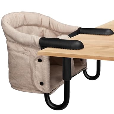 Hook On High Chair - Portable & Foldable for Babies 6-36 Months, Family & Travel Use with Carry Bag(Khaki) - Image 1