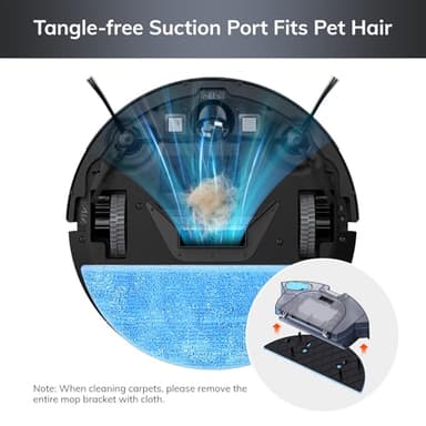 ILIFE V9 Pro Robot Vacuum and Mop Combo, Self Emptying Robot Vacuum Cleaner, 3000Pa Strong Suction, Gyro Navigation, App/Alexa/Remote Control, Works with 2.4G Wifi, Ideal for Hard Floors, Black - Image 4