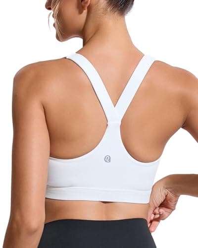 RUNNING GIRL Sports Bras for Women High Support,Racerback Workout Bra Moulded Cup High Impact Sports Bra for Women Large Bust(WX3046 White L) - Image 1
