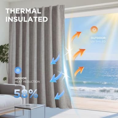 Joydeco Blackout Curtains for Bedroom - 84 Inch Long 100% Light Blocking 2 Panels Set Linen Drapes, Thermal Insulated Room Darkening Curtains, Linen Textured for Living Room, Rod Pocket & Back Tabs - Image 4