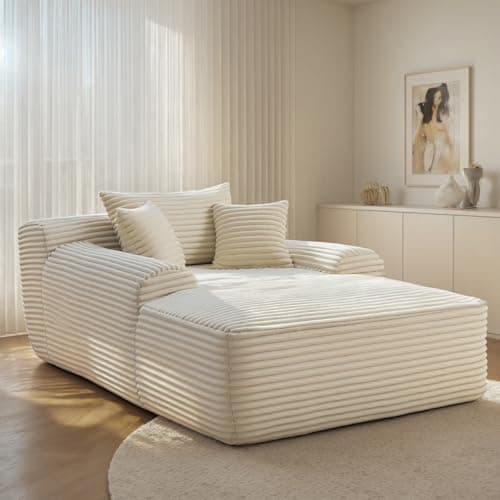 POEM PANDA 67" Oversized Chaise Lounge Reading Chair,Plush Corduroy Boneless Memory Foam Couch Sofa Beds,Lounging Chairs with Deep Large seat,No Assembly Required Cloud Comfy Couches for Living Room - Image 1
