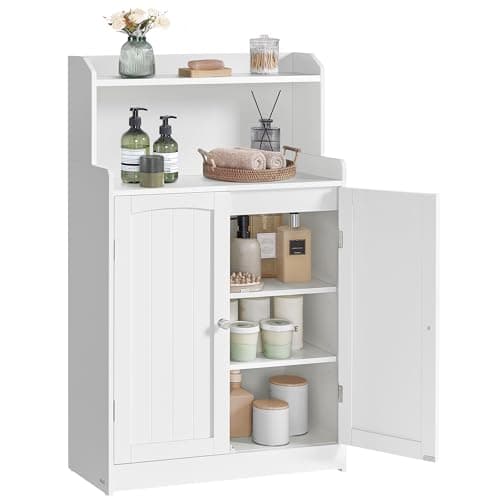 VASAGLE Bathroom Storage Cabinet, Bathroom Floor Cabinet with 2 Doors, 2 Adjustable Shelves, 11.8 x 23.6 x 39.4 Inches, Freestanding, for Dining Room, Kitchen, Living Room, Cloud White UBBC770W01 - Image 1