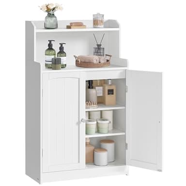 VASAGLE Bathroom Storage Cabinet, Bathroom Floor Cabinet with 2 Doors, 2 Adjustable Shelves, 11.8 x 23.6 x 39.4 Inches, Freestanding, for Dining Room, Kitchen, Living Room, Cloud White UBBC770W01 - Image 1