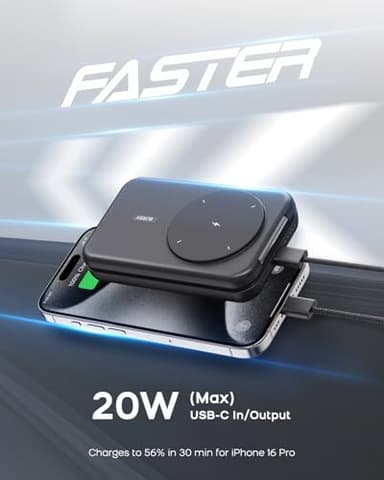 RORRY Portable Charger, 3-in-1 Charging Station 10000mAh Portable Charger Power Bank for MagSafe Foldable Battery Pack Travel for iPhone 16/15/14/13/12, for Apple Watch 10/9/8/7/6/5/Ultra/2, Black - Image 7