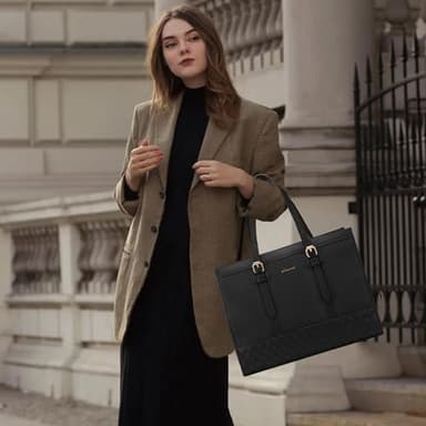 LOVEVOOK Laptop Bag for Women 15.6 inch Canvas Laptop Tote Bag, Large Capacity Work Bag with Clutch Purse, Computer Bag Office Business Briefcase, Casual Handbag for Travel College Teacher School - Image 9