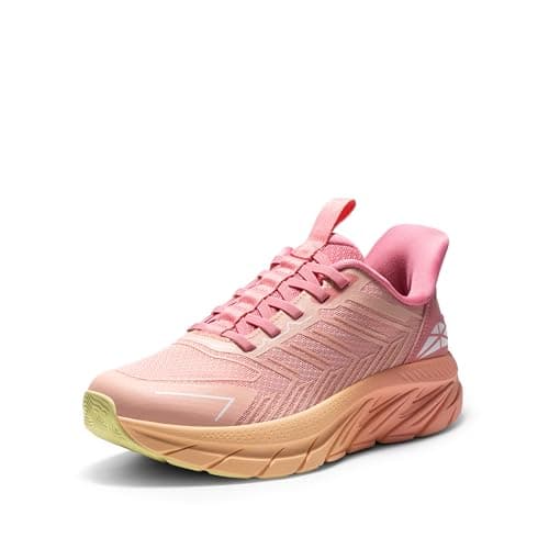 ALLSWIFIT Women's Slip On Walking Shoes Running Comfortable Tennis Breathable Non Slip Athletic Gym Workout Cross Training Fashion Sneakers,Size 8,Pink/Orange,SARR034W - Image 1