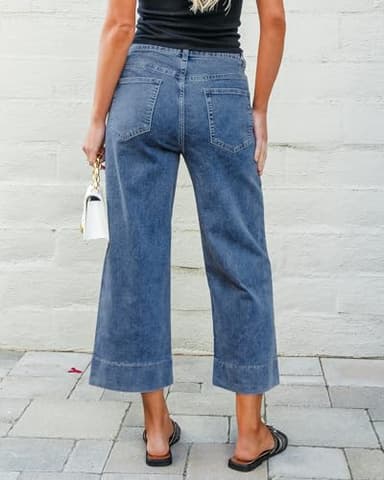 GRAPENT Womens Stretchy Western Jeans with Pockets - High Waisted Capri Pants in Reef Blue, Size 8 to 10 - Image 2