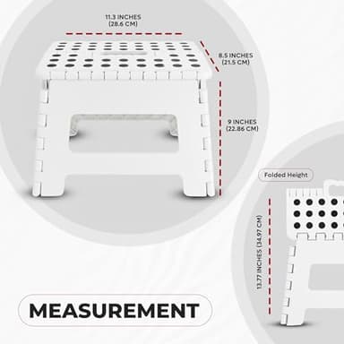 Utopia Home Folding Step Stool - (Pack of 1) Foot Stool with 9 Inch Height - Holds Up to 300 lbs - Lightweight Plastic Foldable Step Stool for Kitchen, Bathroom & Living Room (White) - Image 3