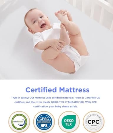 iMMDOKIN Hypoallergenic Crib Mattress Certified, Dual-Sided Baby & Toddler Crib Mattresses, Waterproof, Machine Washable Cover, Memory Foam, Standard Size, 5" Thick - Image 9