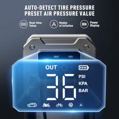 UTRAI 5000A 150PSI Jump Starter with Air Compressor, 12V Portable Jump Box (All Gas/10L Diesel), Jump Pack with LED Light, Car Jumper with Jumper Cables, Storage Case Included - Image 5