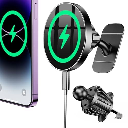 Coolpow for Magsafe Car Mount Charger【100% Stable】 15W Magsafe Car Charger Magnetic Phone Holders for Your Car Accessories for Women Men Car Phone Holder Wireless Car Charger for iPhone 17 16 15 14 13 - Image 1