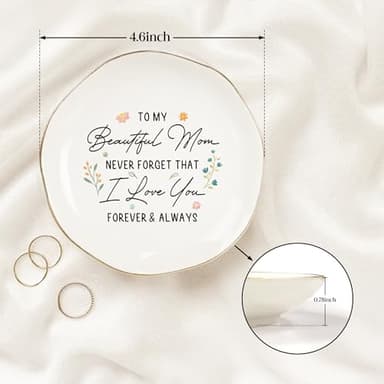 WANDER PRINTS Mothers Day Gifts For Mother - Ceramic Ring Dish Jewelry Tray for Mom - Never Forget That I Love You - Valentines Day Christmas Birthday Gifts for Mom from Daughter Son - Image 2