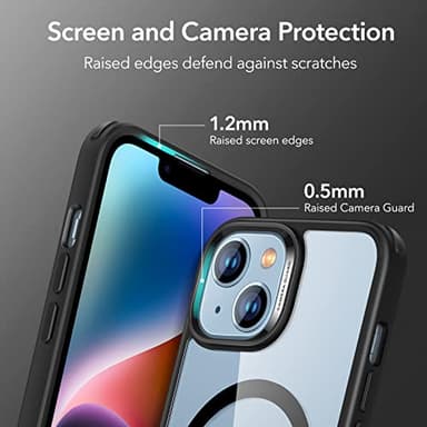 ESR for iPhone 14 /iPhone 13 Case, Compatible with MagSafe, Shockproof Military-Grade Protection, Magnetic Phone Case for iPhone 14/13, Classic Hybrid Case (HaloLock), Clear Black - Image 6