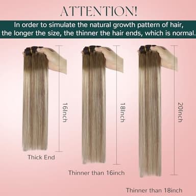 Easyouth 22 Inch Clip in Hair Extensions Balayage Human Hair Clip in Extensions Dark Brown Ombre Light Brown with Blonde Clips in Extension Add Length and Volume 120G 7Pcs - Image 7