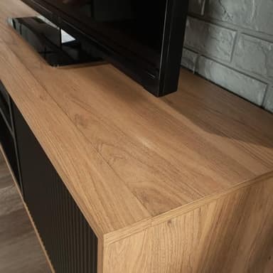 Sauder Ambleside Modern TV Credenza, L: 55.91" x W: 15.67" x H: 20.87", Serene Walnut - Image 9
