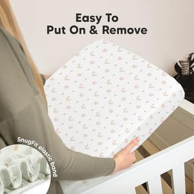 KeaBabies 2-Pack Organic Crib Sheets for Boys, Girls - 52x28 Fitted Crib Mattress Sheet Neutral, Breathable Jersey Cotton Cover for Baby Bed, Toddler Mattress, Soft & Cute Prints (Nibbles/Bruce) - Image 6