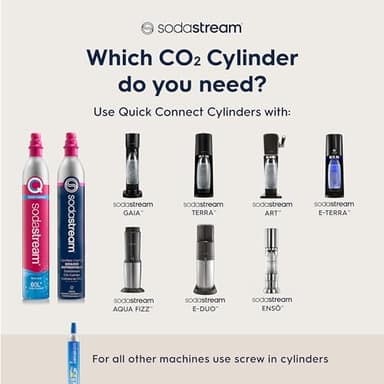 SodaStream - E-TERRA Soda Maker | VALUE BUNDLE | 3 Automatic Carbonation Levels | Includes 2x CO2 Cylinders, 3x 32 Fl Oz Dishwasher Safe Bottles, 2x Bubly Fruit Flavor Drops, 1x Power Adapter | Black - Image 8